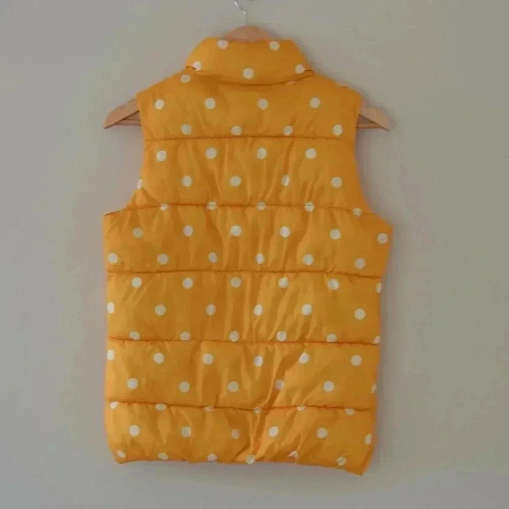 OLD NAVY Girls Puffer Vest with Polka Dots In Yellow & White Size XL 14